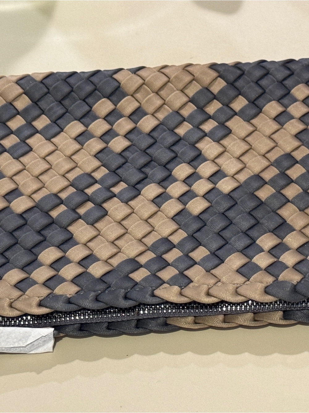 Naghedi St. Barths Dune Large Plaid Tote Handwoven Neoprene w Zip Pouch $350.00 - Picture 10 of 13
